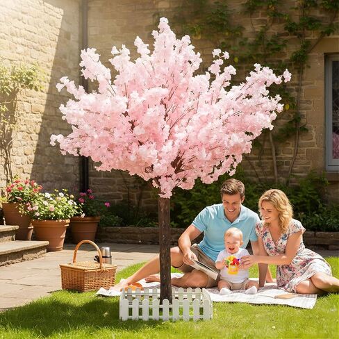 Artificial Cherry Trees Indoor Decor: Handmade Natural Fake Cherry Blossom Pink Tree Outdoor for Party Wedding Christmas in Kuwait