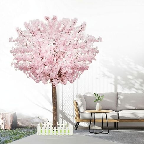 Artificial Cherry Trees Indoor Decor: Handmade Natural Fake Cherry Blossom Pink Tree Outdoor for Party Wedding Christmas in Kuwait