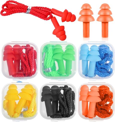 6 Pairs Ear Plugs for Swimming Adult, Soft TPE Swimmers Ear Plugs with String for Noise Cancelling & Comfortable Fit (6 Colors) in Kuwait
