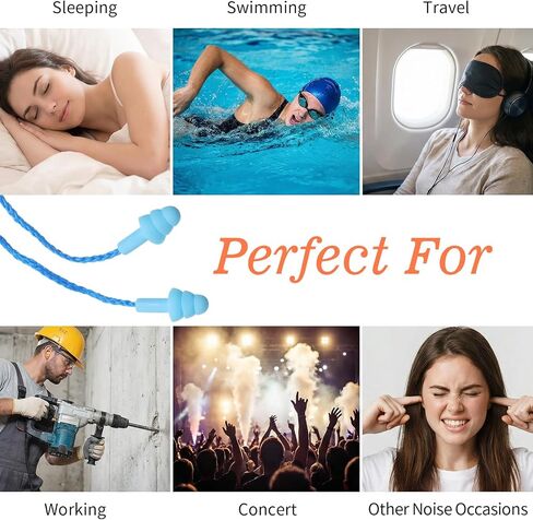 6 Pairs Ear Plugs for Swimming Adult, Soft TPE Swimmers Ear Plugs with String for Noise Cancelling & Comfortable Fit (6 Colors) in Kuwait