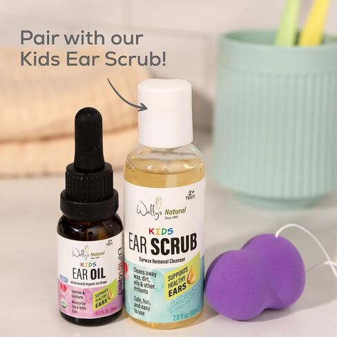 Wally's Natural Organic Kids Ear Oil Drops, Comforts & Soothes Ears, Pediatrician-Consulted, Safe for Kids 2+, Infused with Garlic, Mullein, Tea Tree & Echinacea, 0.5 Fl Oz in Saudi Arabia