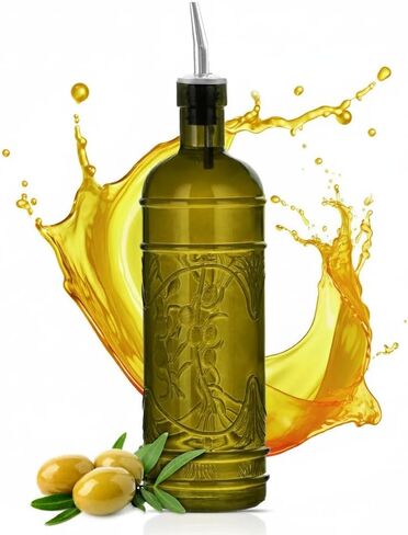 Couronne Co. Olive Oil Dispenser Bottle for Kitchen - Vinegar Dispenser Bottle with Pour Spouts - 16 oz - Vintage Green in Saudi Arabia