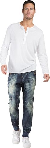 Level 7 Men's Premium Knit Denim Jogger Jeans Drop Crotch in Kuwait