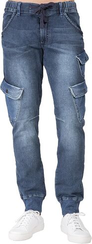 Level 7 Men's Premium Knit Denim Jogger Jeans Drop Crotch in Kuwait