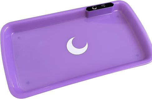 LED Jewelry Tray with Built-in Grinder & Night Light – Rechargeable Glow Light Up Tray, 7 Color LED Mode, Smooth Round Edges, Portable Organizer for Everyday Essentials in Kuwait