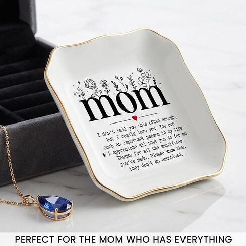Mother's Day Birthday Gifts for Mom 2026 - Trinket Dish for Decor, Bonus Mom Gifts from Daughters Son, Nana Gigi Mother In Law Gift, Ceramic Jewelry Tray for Rings Earrings Necklaces Bracelet Keys in Saudi Arabia