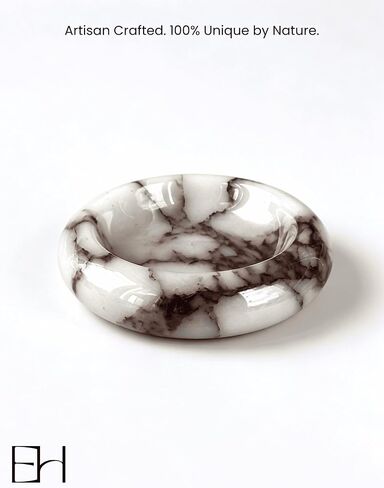 Marble Trinket Dish - Small Round Decorative Stone Jewelry Tray for Rings & Earring, Natural Stone Catchall Bowl for Nightstand, Bathroom & Home Decor (4") in Saudi Arabia
