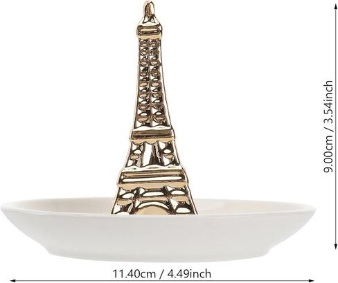 DOITOOL Eiffel Tower Ceramic Jewelry Tray Necklace Storage Tray and Engagement Ring Holder Dish Unique Desktop Ornament for Rings Earrings and Small Accessories 4.48X4.48X3.54 Inch in Kuwait