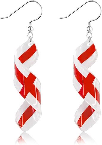 Flag Earrings for Women, Acrylic Twisted Dangle Earrings for Game Day, Lightweight Patriotic Earrings for Match Day, Country Pride Soccer Fan Sports Jewelry in Saudi Arabia