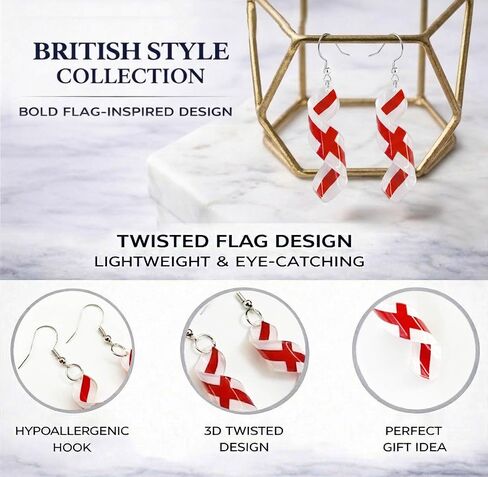Flag Earrings for Women, Acrylic Twisted Dangle Earrings for Game Day, Lightweight Patriotic Earrings for Match Day, Country Pride Soccer Fan Sports Jewelry in Saudi Arabia