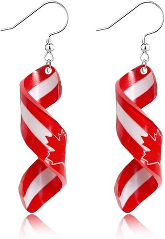 Flag Earrings for Women, Acrylic Twisted Dangle Earrings for Game Day, Lightweight Patriotic Earrings for Match Day, Country Pride Soccer Fan Sports Jewelry in Saudi Arabia