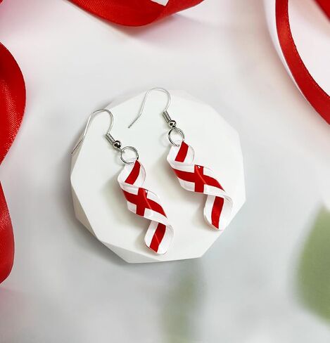 Flag Earrings for Women, Acrylic Twisted Dangle Earrings for Game Day, Lightweight Patriotic Earrings for Match Day, Country Pride Soccer Fan Sports Jewelry in Saudi Arabia
