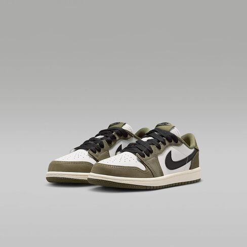 Air Jordan 1 Retro Low 'Medium Olive and Summit White' Little Kids' Shoes (Medium Olive/Summit White/Sail/Black) in Kuwait