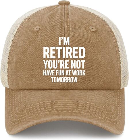 I'm Retireds You're Not Have Fun at Work Tomorrows Hats for Men Stylish Washed in Kuwait