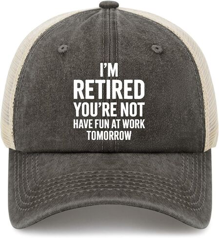 I'm Retireds You're Not Have Fun at Work Tomorrows Hats for Men Stylish Washed in Kuwait