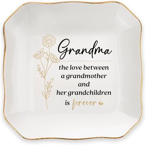 Grandma Gifts from Grandkids-Birthday Gifts for Grandma-4"x4" Small Jewelry Holder Dish Tray-Gift for Grandmother Gigi Mimi Nana on Valentine‘s Day in Saudi Arabia