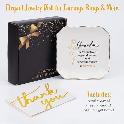 Grandma Gifts from Grandkids-Birthday Gifts for Grandma-4"x4" Small Jewelry Holder Dish Tray-Gift for Grandmother Gigi Mimi Nana on Valentine‘s Day in Saudi Arabia