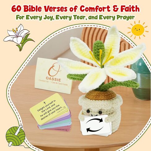 OASSIE Christian Gifts for Women Faith - Christian Bundle, Positive Crochet Lily & 4"x4" Ceramic Jewelry Dish Tray - Inspirational Catholic Birthday Gifts for Women Mom Wife Daughter Friends in Kuwait