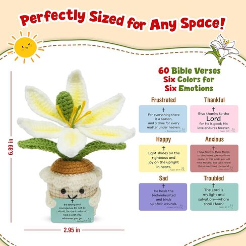 OASSIE Christian Gifts for Women Faith - Christian Bundle, Positive Crochet Lily & 4"x4" Ceramic Jewelry Dish Tray - Inspirational Catholic Birthday Gifts for Women Mom Wife Daughter Friends in Kuwait