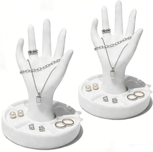2-Pack Hand-Shaped Jewelry Display Stand -Ring Dish Mannequin Hand Organizer for Bracelets, Necklaces, Rings & Watches, Suitable for Home Storage, Trade Shows, Store & Event Presentations 6.5 Inch in Saudi Arabia