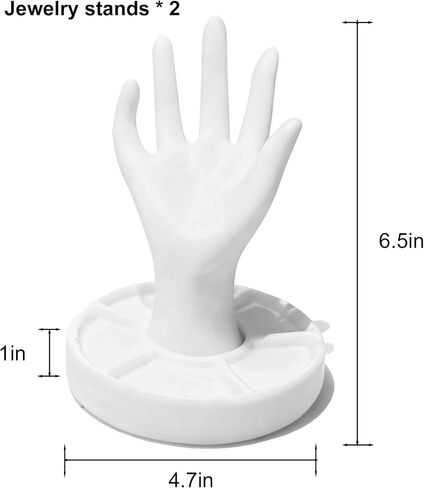 2-Pack Hand-Shaped Jewelry Display Stand -Ring Dish Mannequin Hand Organizer for Bracelets, Necklaces, Rings & Watches, Suitable for Home Storage, Trade Shows, Store & Event Presentations 6.5 Inch in Saudi Arabia