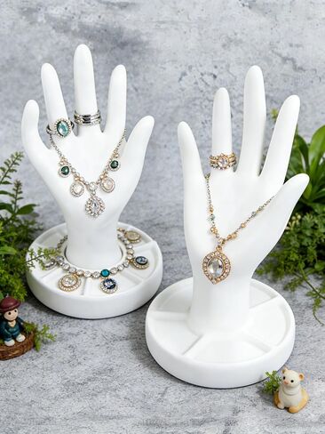 2-Pack Hand-Shaped Jewelry Display Stand -Ring Dish Mannequin Hand Organizer for Bracelets, Necklaces, Rings & Watches, Suitable for Home Storage, Trade Shows, Store & Event Presentations 6.5 Inch in Saudi Arabia