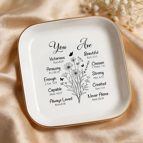 Christian Gift Ring Dish for Women – You Are Amazing-Ceramic Jewelry Tray, Inspirational Trinket Dish for Best Friend, Sister, Coworker, Teacher, Birthday, Mother’s Day, Retirement Gift, 4.52 Inch in Kuwait
