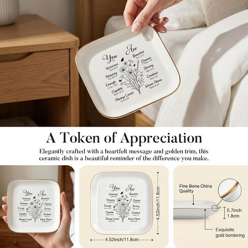 Christian Gift Ring Dish for Women – You Are Amazing-Ceramic Jewelry Tray, Inspirational Trinket Dish for Best Friend, Sister, Coworker, Teacher, Birthday, Mother’s Day, Retirement Gift, 4.52 Inch in Kuwait