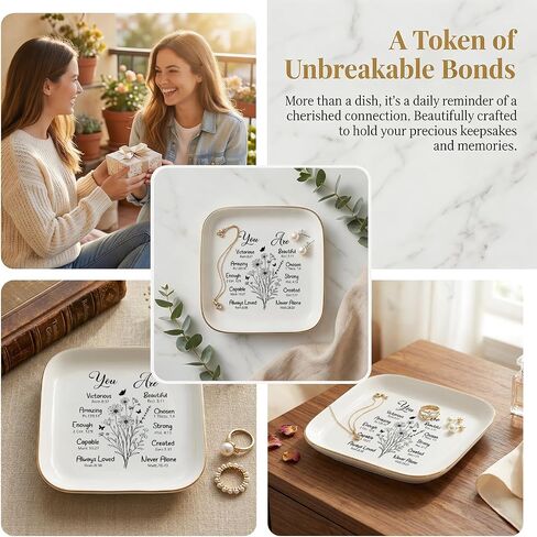 Christian Gift Ring Dish for Women – You Are Amazing-Ceramic Jewelry Tray, Inspirational Trinket Dish for Best Friend, Sister, Coworker, Teacher, Birthday, Mother’s Day, Retirement Gift, 4.52 Inch in Kuwait