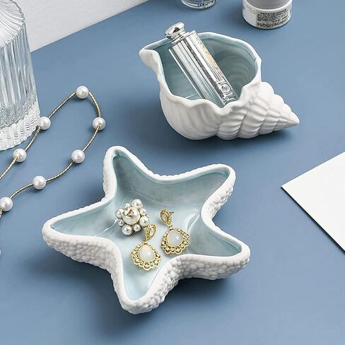 Starfish Jewelry Dish Tray Ceramic Jewelry Holder Ring Dish Trinket Tray Ceramics Tray Jewelry Dish Ocean Style Trinket Tray Dish for Entryway Table Birthday Housewarming Home Decor in Saudi Arabia