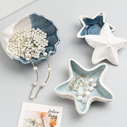 Starfish Jewelry Dish Tray Ceramic Jewelry Holder Ring Dish Trinket Tray Ceramics Tray Jewelry Dish Ocean Style Trinket Tray Dish for Entryway Table Birthday Housewarming Home Decor in Saudi Arabia