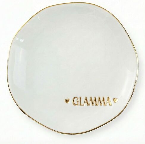 InnoBeta GLAMMA Gifts, Gifts from Grandkids Granddaughter - 4.75" Handcrafted Ceramic Ring Dish with Gold Trim, Decorative Trinket Dish for Rings Earrings in Kuwait