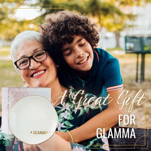 InnoBeta GLAMMA Gifts, Gifts from Grandkids Granddaughter - 4.75" Handcrafted Ceramic Ring Dish with Gold Trim, Decorative Trinket Dish for Rings Earrings in Kuwait