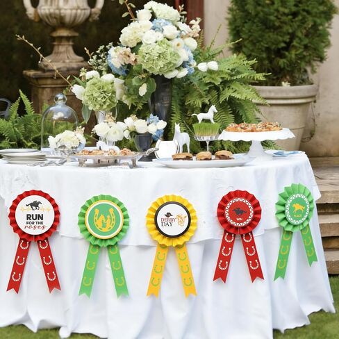 Eaasty 12 Pcs Derby Decorations Paper Fan Ribbons Set House Racing Wall Decor Red Yellow Black Hanging Fans Ribbons for Derby Events Party Decorations and Supplies, Race Day in Saudi Arabia
