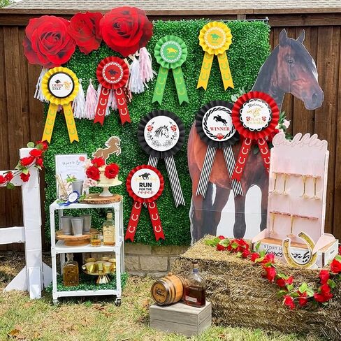 Eaasty 12 Pcs Derby Decorations Paper Fan Ribbons Set House Racing Wall Decor Red Yellow Black Hanging Fans Ribbons for Derby Events Party Decorations and Supplies, Race Day in Saudi Arabia
