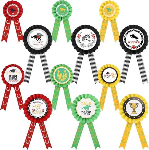 Eaasty 12 Pcs Derby Decorations Paper Fan Ribbons Set House Racing Wall Decor Red Yellow Black Hanging Fans Ribbons for Derby Events Party Decorations and Supplies, Race Day in Saudi Arabia