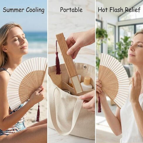 Handheld Chinese Folding Fan Hand Held Silk Bamboo Fans with Tassel Bamboo Silk Folding Fan Vintage Japanese Elegant Fans for Women Wedding Decoration Dancing Party Summer Cooling Festivals in Saudi Arabia