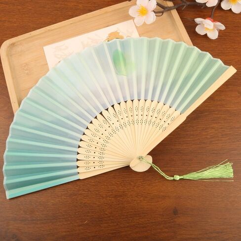 Portable Colorful Hand Folding Fan Handle Traditional Bamboo Fan, Colorful Artistic Craft ﻿(Style 3) in Kuwait