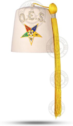 مجموعة Order of the Eastern Star OES Regalia مع غطاء وحقيبة Fez، ووشاح متعدد الألوان، وقفازات بيضاء in Kuwait
