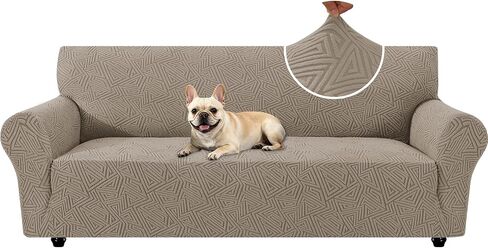 Stretch Couch Covers for Sofa, Non-Slip & Washable Sofa Covers for 3 Cushion Couch, Pet Couch Cover for Dogs, Furniture Protectors for Living Room, Fits Sofas 73"-85"(Khaki) in Saudi Arabia