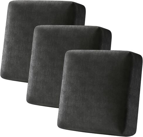 Premium PU Leather Couch Cushion Cover Skin-friendly Sofa Cushion Covers Individual Stretch Soft Thickened Couch Seat Covers Luxurious Furniture Protector for Living Room (3 Cushion XL Sofa, Black) in Saudi Arabia