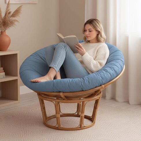 ANMINY Papasan Cushion Cover ONLY Thick Soft Slipcover for Papasan Cushion, Removable Machine Washable Round Chair Cushion Covers w/Zipper Closure, Fit 40-44Inch Cushion, Blue in Kuwait