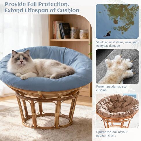 ANMINY Papasan Cushion Cover ONLY Thick Soft Slipcover for Papasan Cushion, Removable Machine Washable Round Chair Cushion Covers w/Zipper Closure, Fit 40-44Inch Cushion, Blue in Kuwait