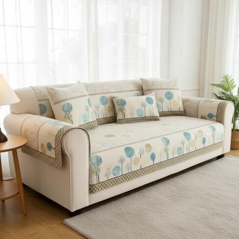 Luxurious Bohemian Chenille 1pc Sofa Cover with Tree Motif - Non-Slip, Pet-Friendly, Machine Washable - Fit for 1 to 4 Seat Sofas, All-Season Durability for Living Room, Bedroom, Study in Kuwait