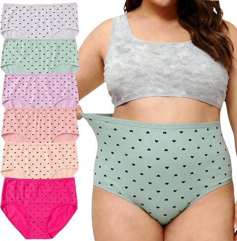 Womens Underwear Cotton Briefs Plus Size Ladies Panties XL-5XL Multicolor 6 Pack in Saudi Arabia