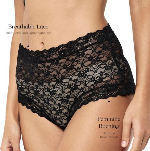 Papinelle Women’s Lulu Lace High-Rise Panty - Breathable Lightweight Sheer Lace Lingerie with Flattering High-Waist Fit in Saudi Arabia
