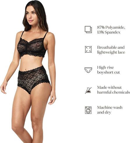 Papinelle Women’s Lulu Lace High-Rise Panty - Breathable Lightweight Sheer Lace Lingerie with Flattering High-Waist Fit in Saudi Arabia