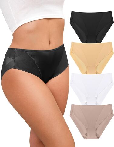 High Waisted Panties for Women High Cut Smooth Briefs Underwear Sheer Mesh Coverage Panties Pack in Saudi Arabia