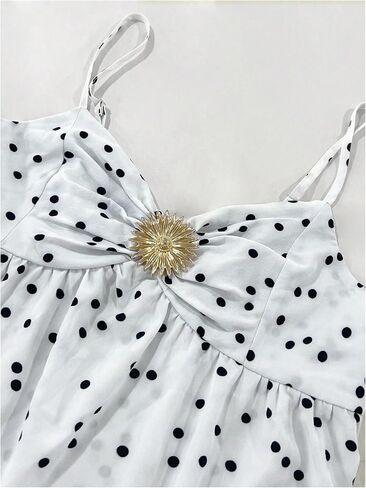 Verdusa Women's Mini Dress Polka Dots Bubble Dresses Metal Ruched Ruffle Mini Cami Dress Vacation Party Outfits in Kuwait