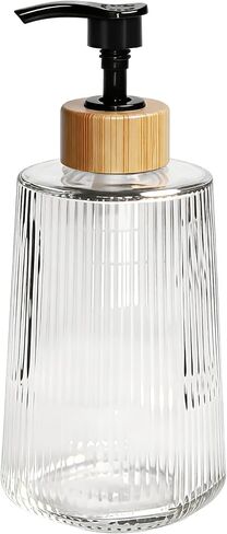 Glass Soap Dispenser, Thickened Glass Hand Soap Dispenser for Bathroom, Kitchen Dish Washing Liquid Bottles, Shampoo and Conditioner Bottles, Modern Farmhouse Style (Clear, Set of 1, 12oz) in Saudi Arabia